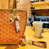 Cute Oiled Pearl Milk Tea Cup Bear Keychain For Women
