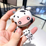Cartoon Cow Keychain for Girls Car Bag Pendant