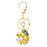Cartoon Rhinestone Lemon Slices Keychain Women Girls Car Bag Accessories