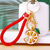 Cartoon Rhinestone Lemon Slices Keychain Women Girls Car Bag Accessories