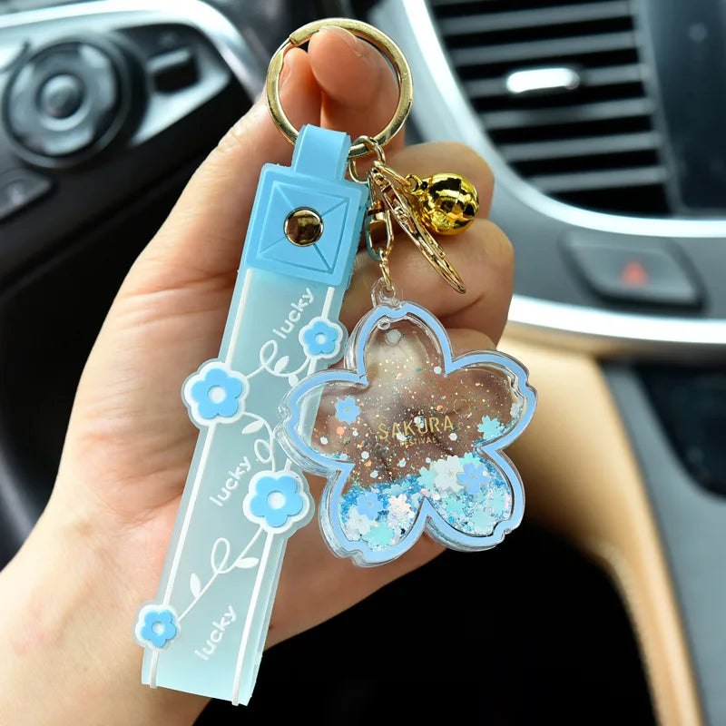 Quicksand Cherry Blossom Keychain Acrylic Bag Pendant Gift