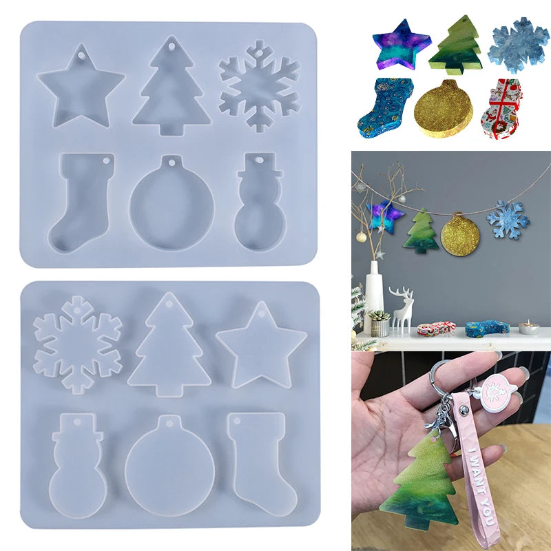 Christmas Pendant Mold Snowman Tree Boots Bell Shaped Casting Mold