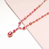 Purple Sweet Style Pendant Ruby Necklace 14K Rose Gold Engagement Jewelry