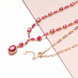 Purple Sweet Style Pendant Ruby Necklace 14K Rose Gold Engagement Jewelry