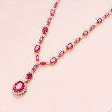 Purple Sweet Style Pendant Ruby Necklace 14K Rose Gold Engagement Jewelry