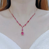 Purple Sweet Style Pendant Ruby Necklace 14K Rose Gold Engagement Jewelry