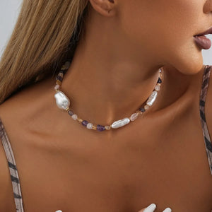 Irregular Pearl Stone Necklace for Women Ladies Dance Party Jewelry