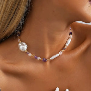 Irregular Pearl Stone Necklace for Women Ladies Dance Party Jewelry