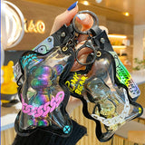 Colorful Explorer Bear Bag Pendant Key Chain Graffiti Bear Packet Keyrin