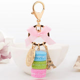 Colorful Macarons Cake Keychain Eiffel Tower Ribbon Bow-Knot Metal Keyring