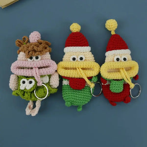 Crochet Doll Keychains Funny Sausage Mouth Keychains For Christmas Keyrings