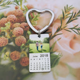 Custom Photo Calendar Date Keychain for Couple Anniversary