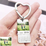 Custom Photo Calendar Date Keychain for Couple Anniversary
