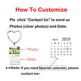 Custom Photo Calendar Date Keychain for Couple Anniversary