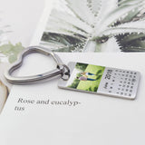 Custom Photo Calendar Date Keychain for Couple Anniversary