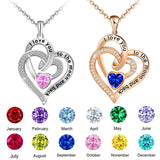 Custom 12 Birthstone Necklace Double Heart Necklace