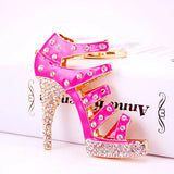 Europe Pink Ladies High-Heel Shoes Keychain Handbag Accessories