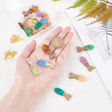 10 Pairs Fish Resin Wood Pendants Brass Earrings Set