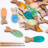 10 Pairs Fish Resin Wood Pendants Brass Earrings Set