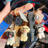 Teddy French Bulldog Pet Dog Keychain for Women Bag Car Pendant
