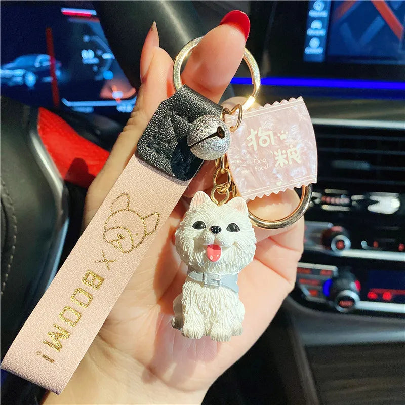 Teddy French Bulldog Pet Dog Keychain for Women Bag Car Pendant