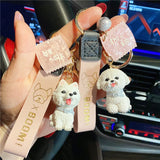 Teddy French Bulldog Pet Dog Keychain for Women Bag Car Pendant