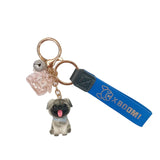 Teddy French Bulldog Pet Dog Keychain for Women Bag Car Pendant