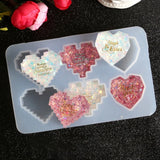 Pixel Heart Silicone Mold for DIY Jewelry Pendant, Love Shaped Resin Craft