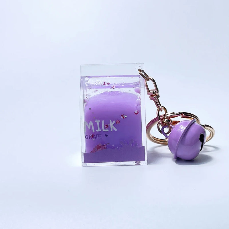 Cow Milk Drinks Acrylic Keychain Liquid Keyrings