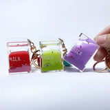 Cow Milk Drinks Acrylic Keychain Liquid Keyrings