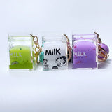 Cow Milk Drinks Acrylic Keychain Liquid Keyrings