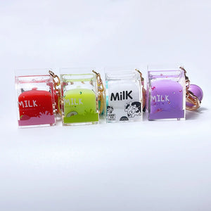Cow Milk Drinks Acrylic Keychain Liquid Keyrings