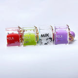 Cow Milk Drinks Acrylic Keychain Liquid Keyrings