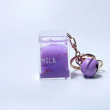 Cow Milk Drinks Acrylic Keychain Liquid Keyrings