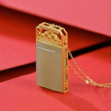 Ancient Craft Hetian Jade Necklace Pendant Chinese Style Jewelry