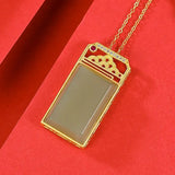 Ancient Craft Hetian Jade Necklace Pendant Chinese Style Jewelry