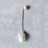 Baroque Pearl Drop Earrings Gold Stainless Steel Chain Pendant Jewelry