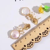 Baroque Pearl Earrings Zircon Drop Earrings Women's Fine Jewelry