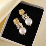 Baroque Pearl Earrings Zircon Drop Earrings Women's Fine Jewelry
