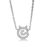 925 Silver Cat Rhinestone Necklace for Women