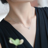 925 Silver Cat Rhinestone Necklace for Women