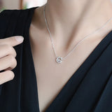 925 Silver Cat Rhinestone Necklace for Women