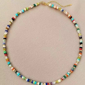 Colorful Stone Beaded Necklace Glass Collar Bohemian Accessory