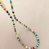 Colorful Stone Beaded Necklace Glass Collar Bohemian Accessory