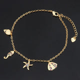 European Rainbow Zircon Retro Shell Star Bracelet Women's Party Birthday Gift