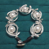 Unique Electroplating 925 Silver Pearls Bracelet Gift