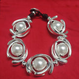 Unique Electroplating 925 Silver Pearls Bracelet Gift