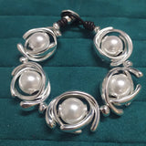 Unique Electroplating 925 Silver Pearls Bracelet Gift