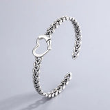 Feather Opening Bangle for Men Punk Rock Bracelet