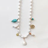 Bohemian Freshwater Pearl Necklace Small Pendant Women Statement Jewelry